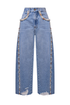 BEADED DENIM PANT