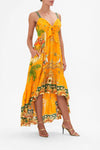 CAMILLA TIE FRONT HIGH LOW DRESS IN DANCING WITH THE BULLS