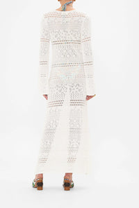 CAMILLA LACE FRONT POINTELLE KNIT DRESS IN SEA CHARM