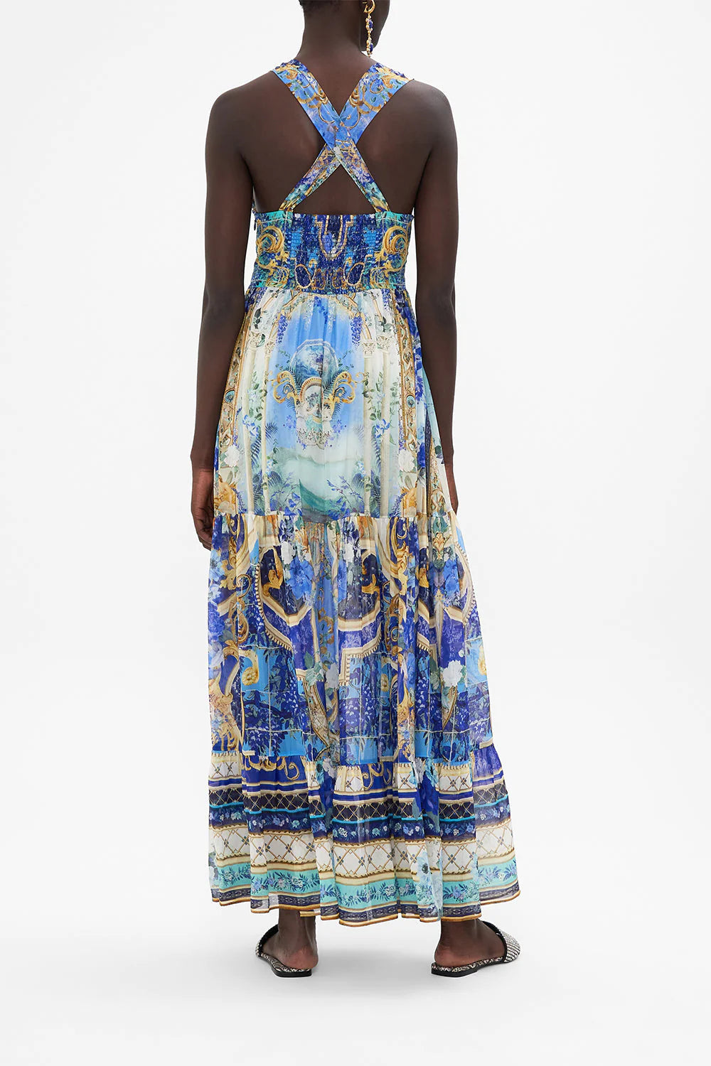 CAMILLA T BACK GATHERED PANEL DRESS IN VIEWS OF VESUVIUS