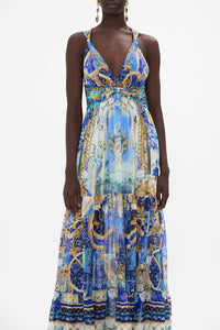 CAMILLA T BACK GATHERED PANEL DRESS IN VIEWS OF VESUVIUS