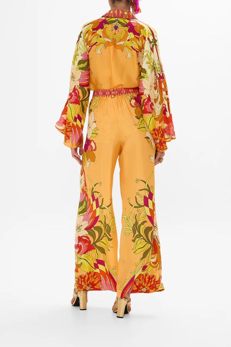 CAMILLA WIDE LEG WAISTED PANT IN THE FLOWER CHILD SOCIETY