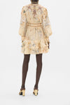 CAMILLA BUTTON FRONT FRILL DRESS IN ADORNED IN ANTIQUITY