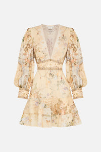 CAMILLA BUTTON FRONT FRILL DRESS IN ADORNED IN ANTIQUITY