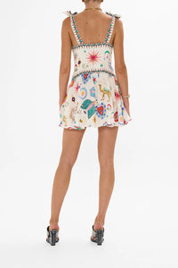 CAMILLA TIE SHOULDER SHORT DRESS IN LIVING IN COLOUR