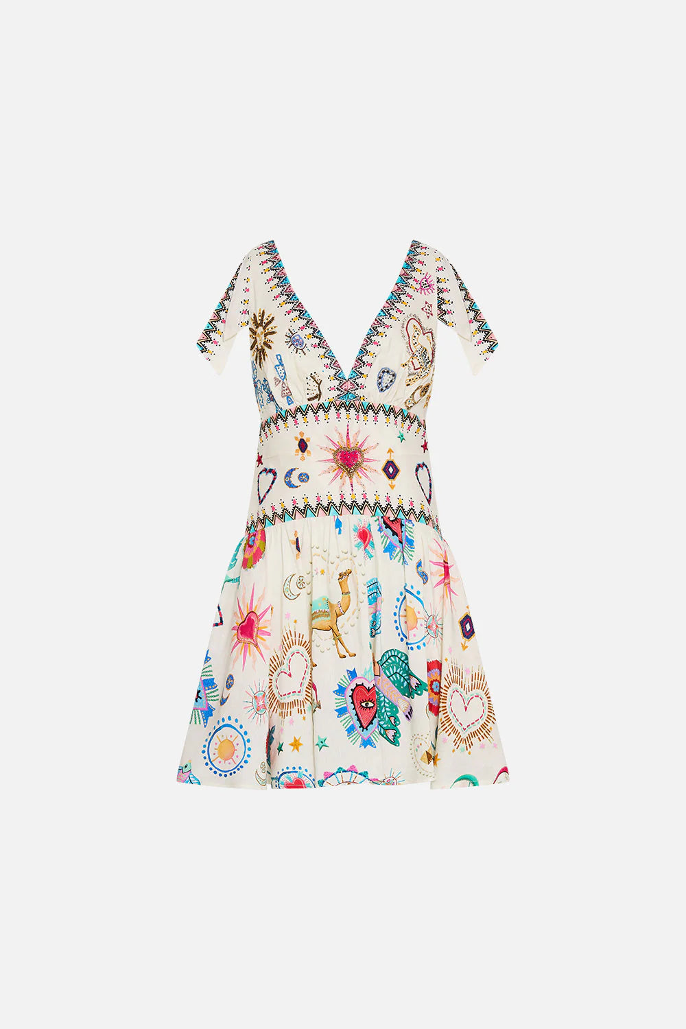 CAMILLA TIE SHOULDER SHORT DRESS IN LIVING IN COLOUR