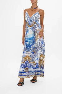 CAMILLA BRALETTE DETAIL DRESS IN AZUL ADVENTURES