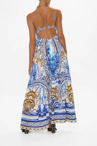 CAMILLA BRALETTE DETAIL DRESS IN AZUL ADVENTURES