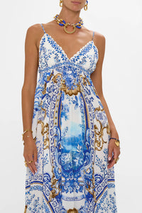 CAMILLA BRALETTE DETAIL DRESS IN AZUL ADVENTURES