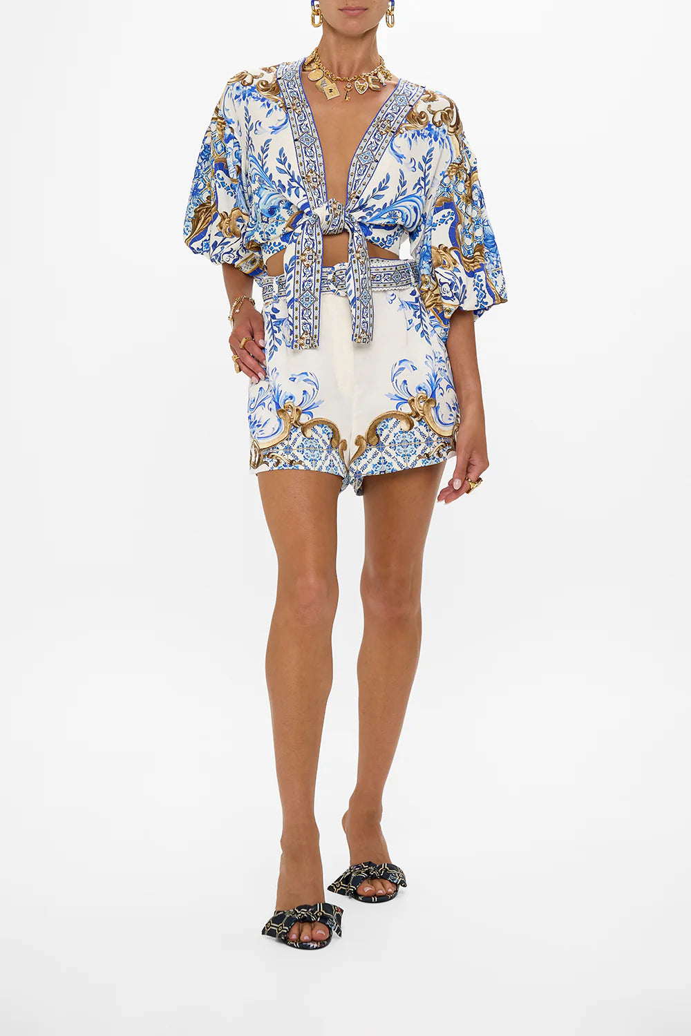 CAMILLA TUCK FRONT SHORT IN AZUL ADVENTURES