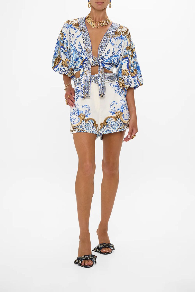 CAMILLA TUCK FRONT SHORT IN AZUL ADVENTURES