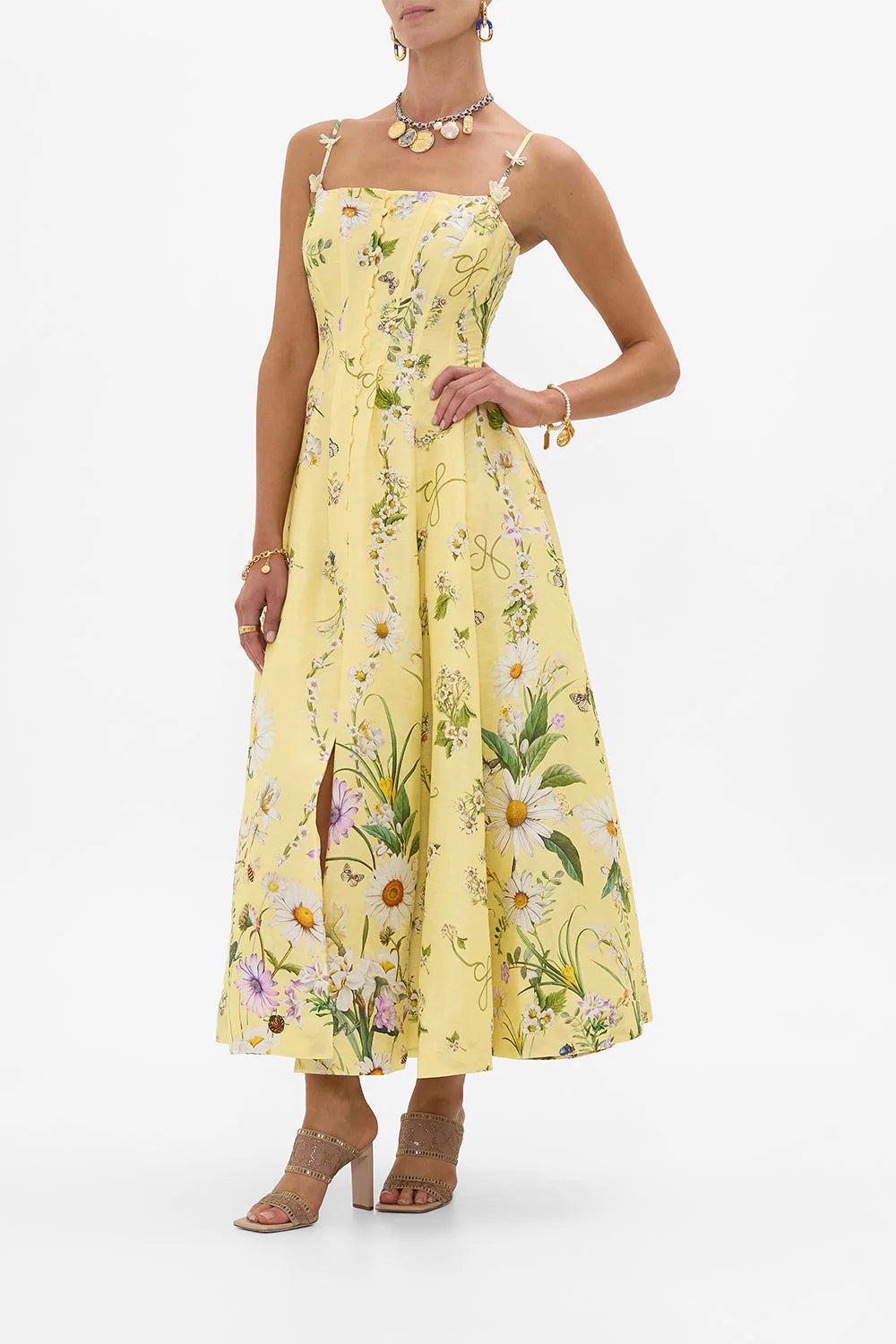 CORSET DRESS WITH LONG FLARED SKIRT