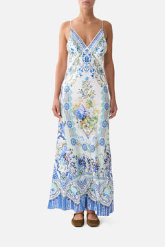 V NECK FULL LENGTH BIAS SLIP DRESS