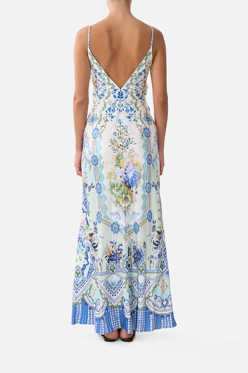 V NECK FULL LENGTH BIAS SLIP DRESS