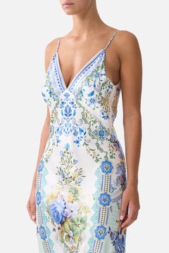 V NECK FULL LENGTH BIAS SLIP DRESS