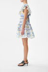 TIERED SHORT DRESS WITH NECK FRILL