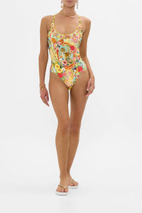 SCOOP NECK ONE PIECE WITH BUTTONS