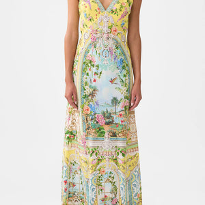 V NECK FULL LENGTH BIAS SLIP DRESS