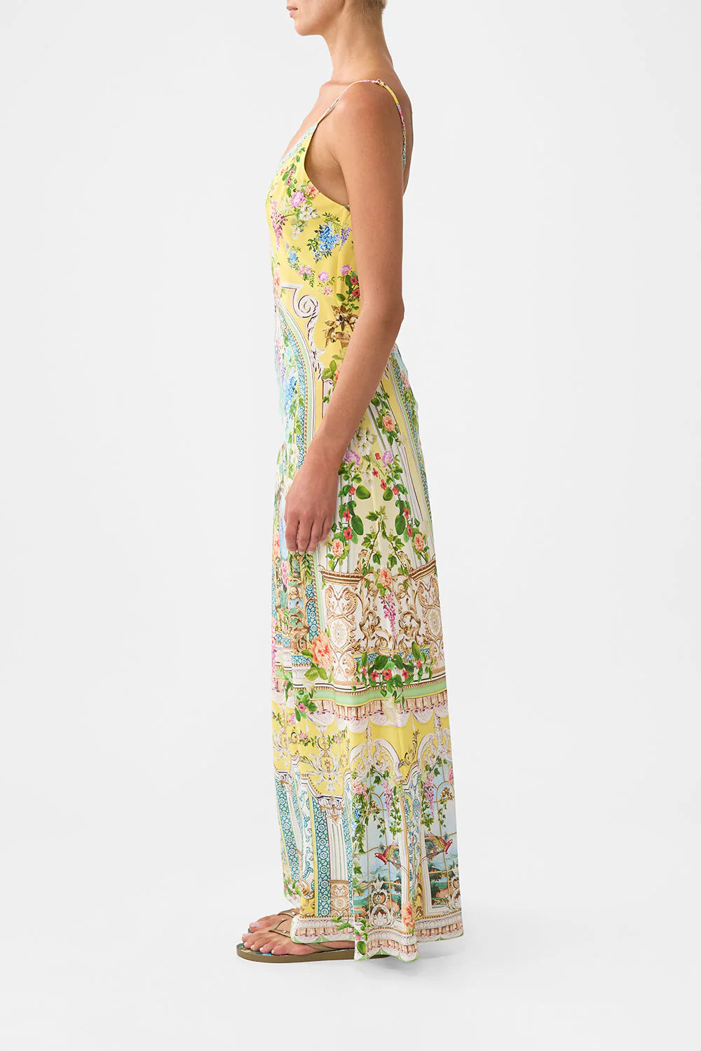 V NECK FULL LENGTH BIAS SLIP DRESS