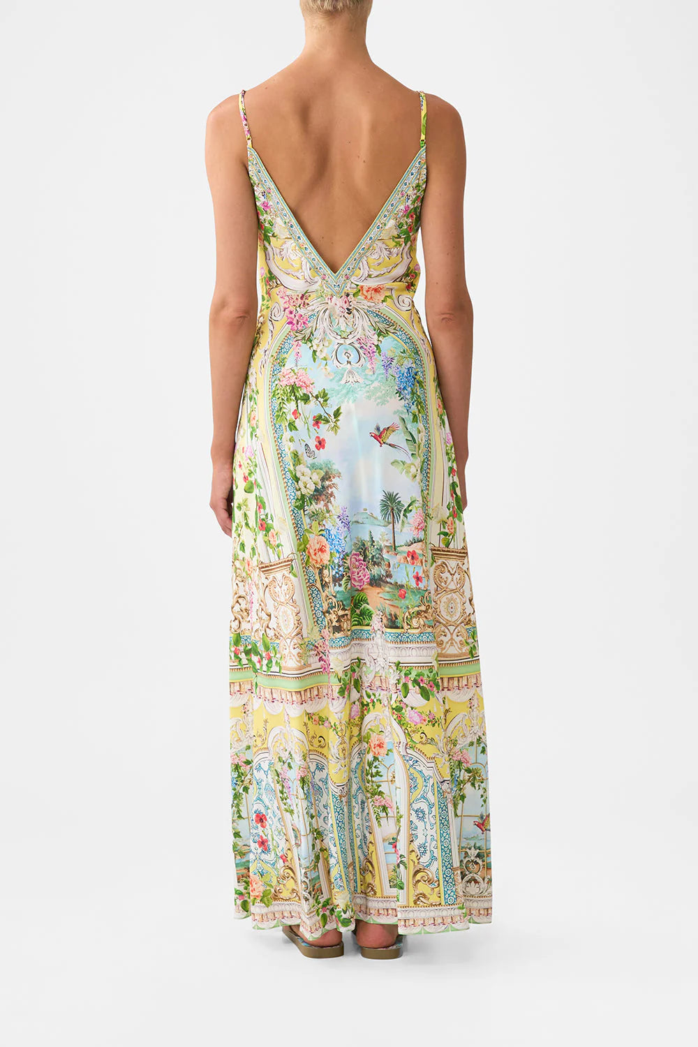 V NECK FULL LENGTH BIAS SLIP DRESS