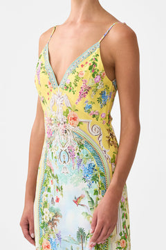 V NECK FULL LENGTH BIAS SLIP DRESS