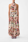 SHIRRED WAIST TIERED CIRCLE SKIRT