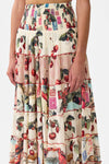 SHIRRED WAIST TIERED CIRCLE SKIRT