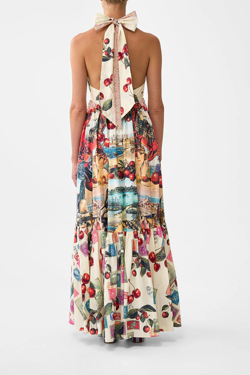RUFFLE HEM HALTER DRESS