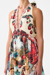 RUFFLE HEM HALTER DRESS