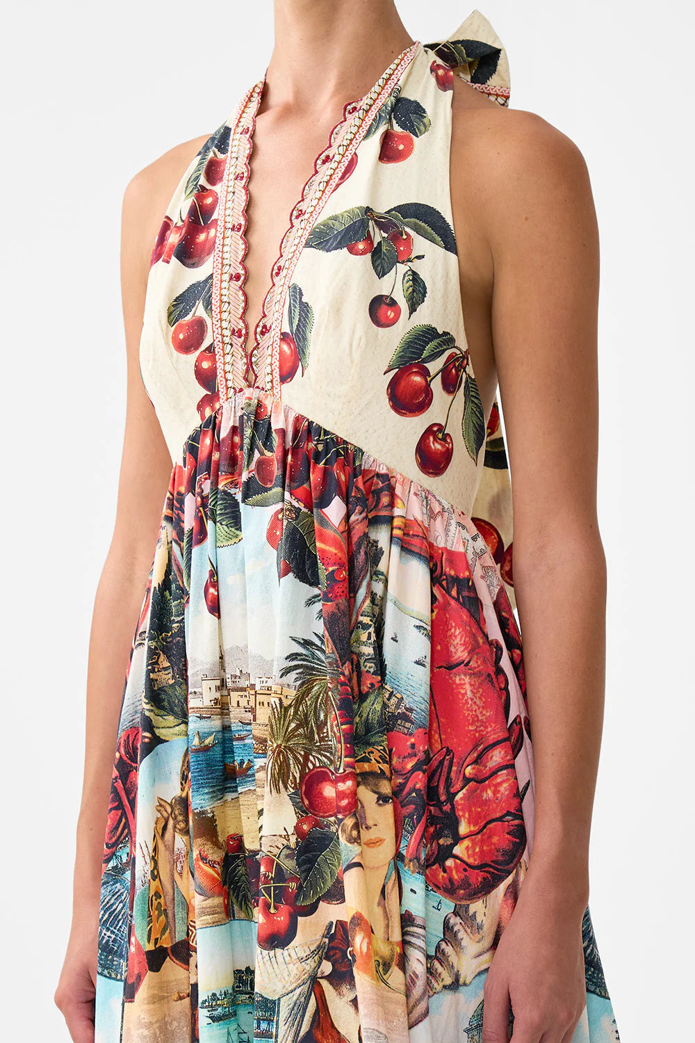 RUFFLE HEM HALTER DRESS
