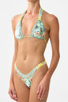 REVERSIBLE GATHERED TAB HALTER BIKINI SET