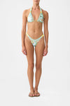 REVERSIBLE GATHERED TAB HALTER BIKINI SET