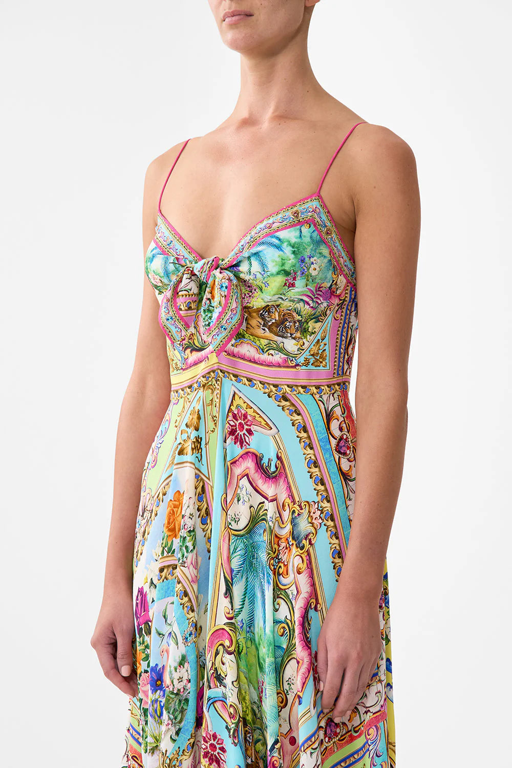 LONG DRESS WITH TIE FRONT