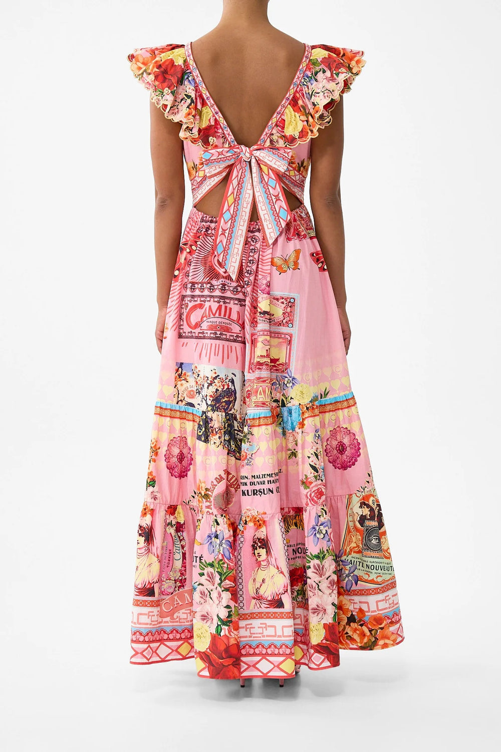 TIERED DRESS WITH NECK FRILL