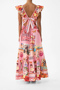 TIERED DRESS WITH NECK FRILL