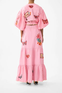 TIE FRONT PUFF SLEEVE TOP