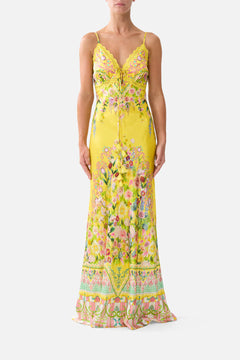 BIAS SLIP DRESS WITH LACE EDGE DETAIL