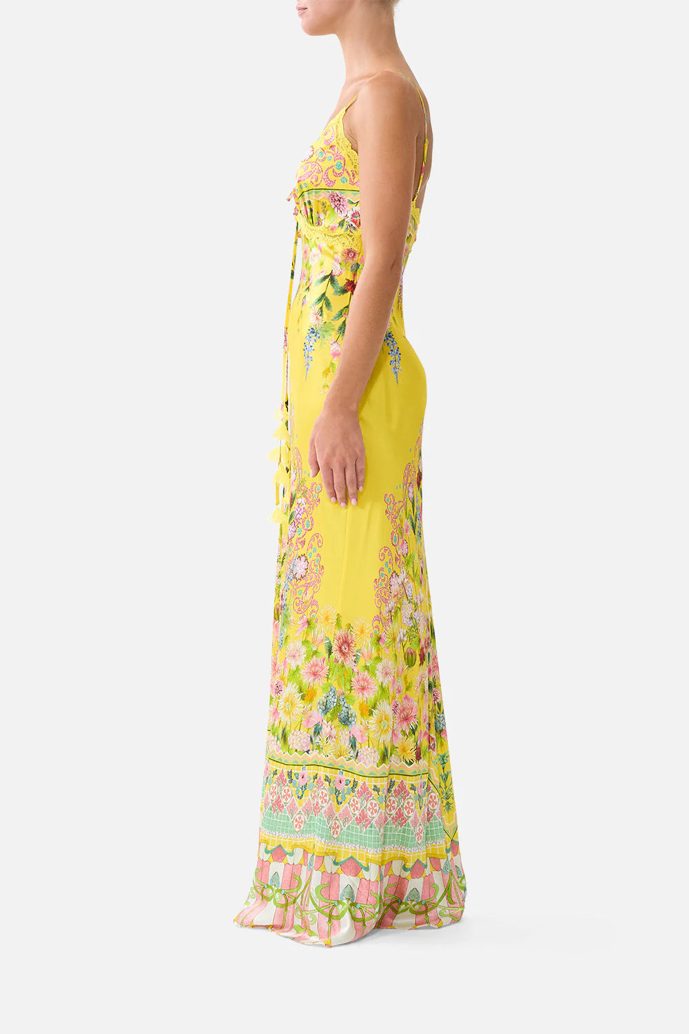 BIAS SLIP DRESS WITH LACE EDGE DETAIL