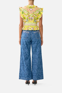 TIE FRONT TOP WITH RUFFLES