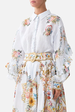 BUTTON SHIRT WITH FRILL DETAIL