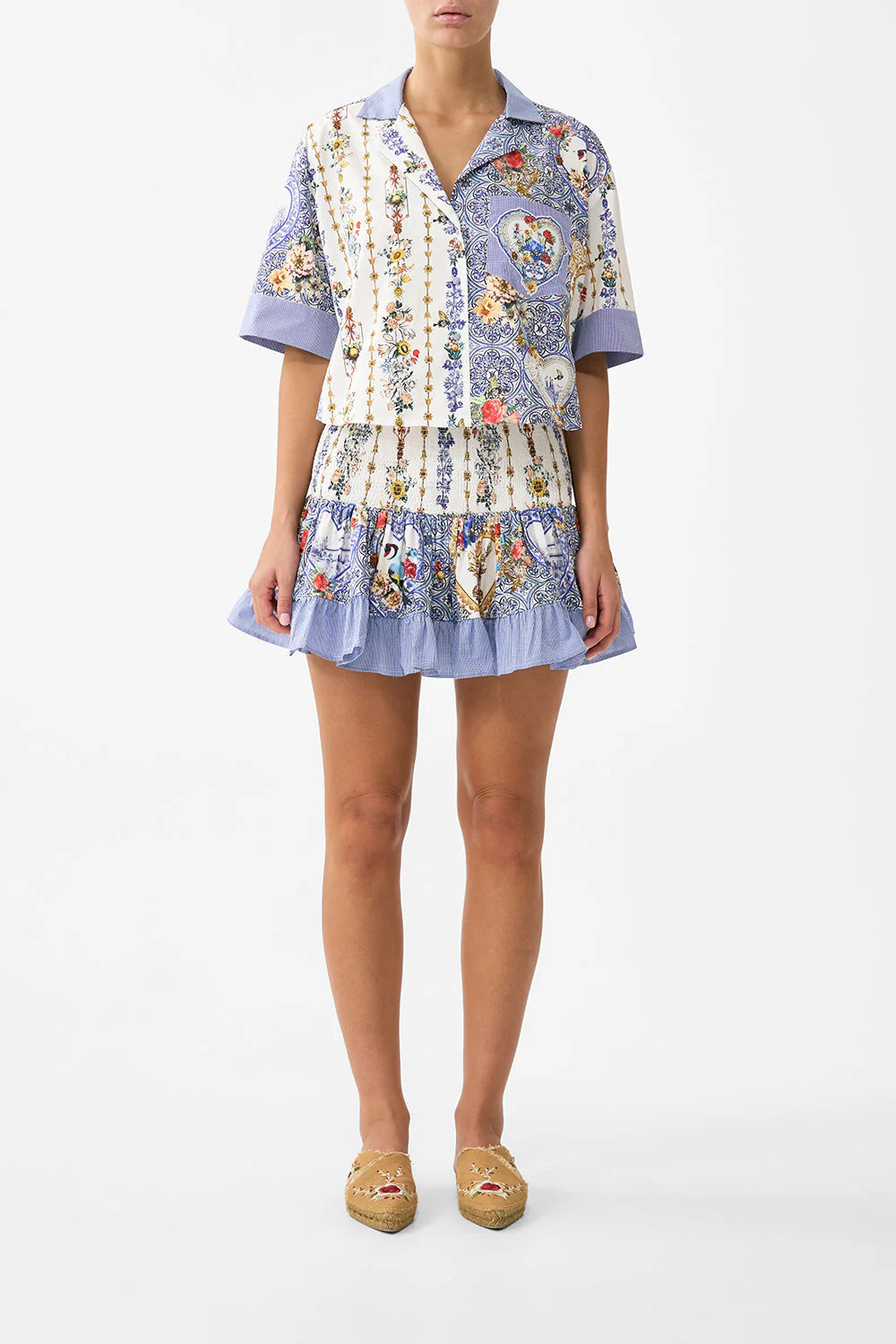 SHORT SHIRRED SKIRT