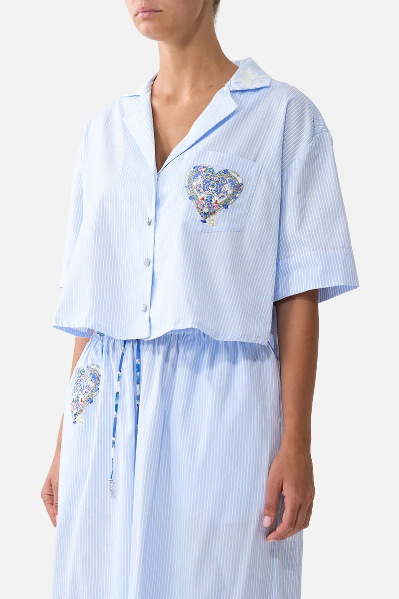 CROPPED CAMP COLLAR BLOUSE