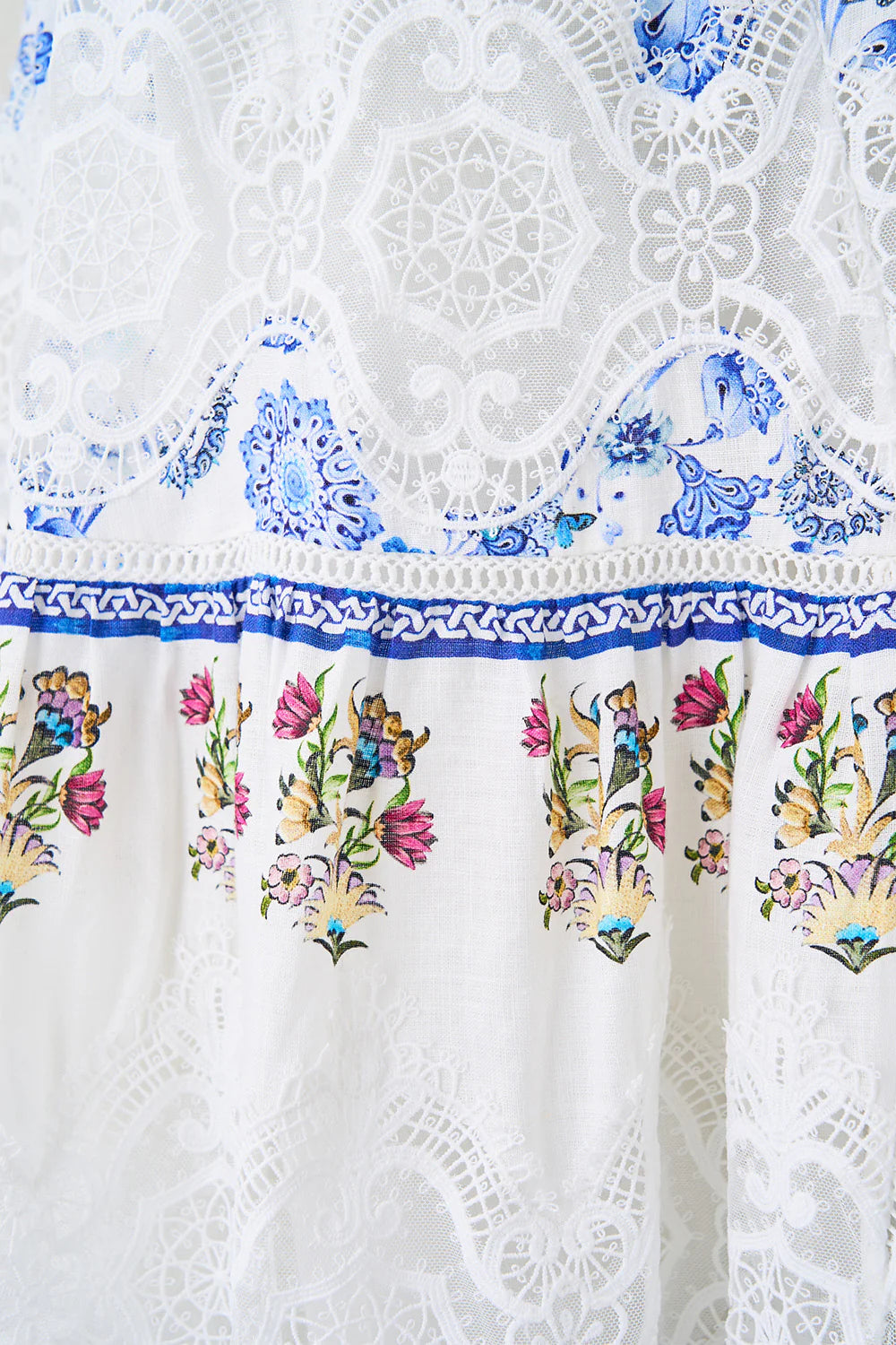 HIGH WAISTED TIERED MIDI SKIRT