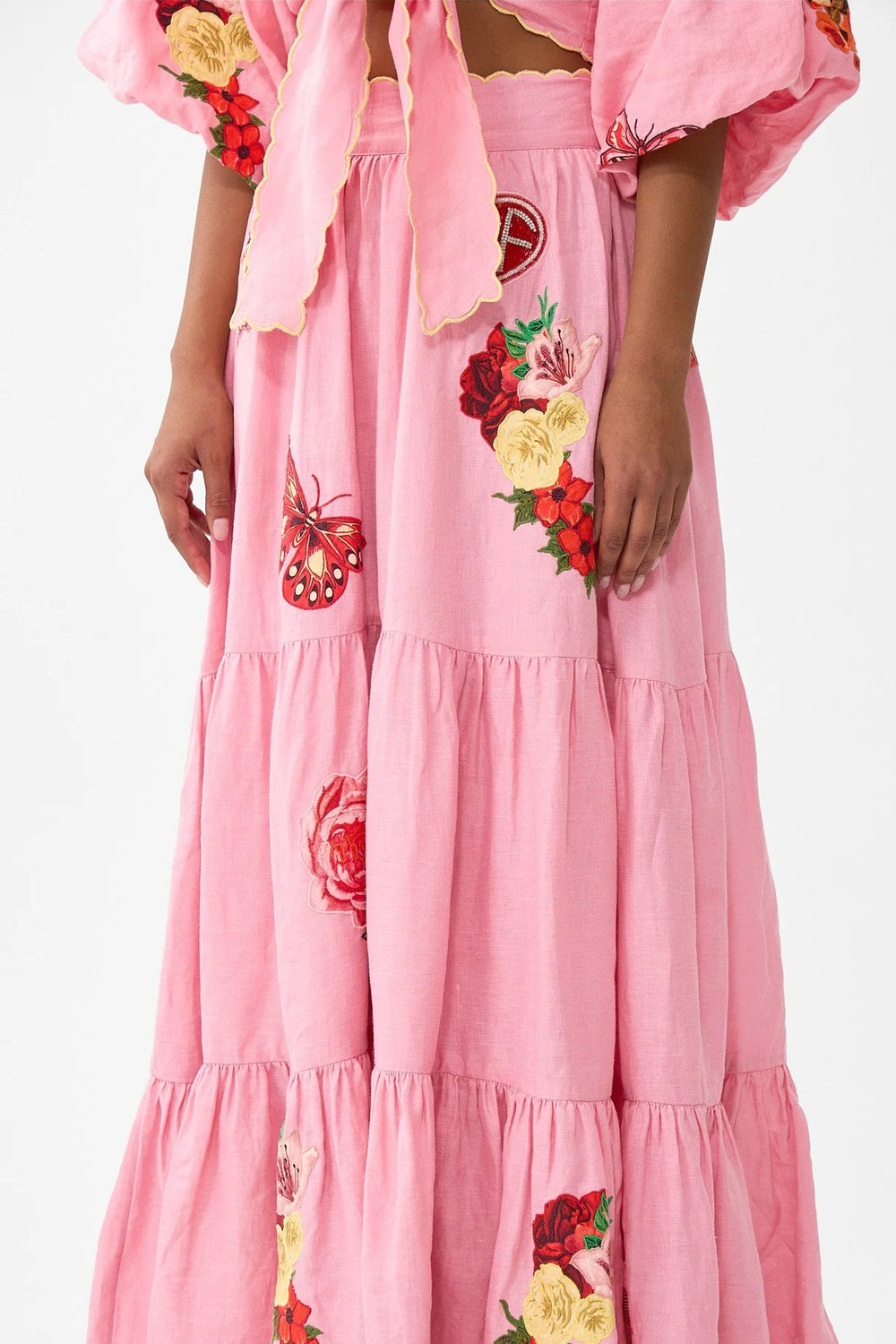 LONG HIGH WAISTED TIERED SKIRT