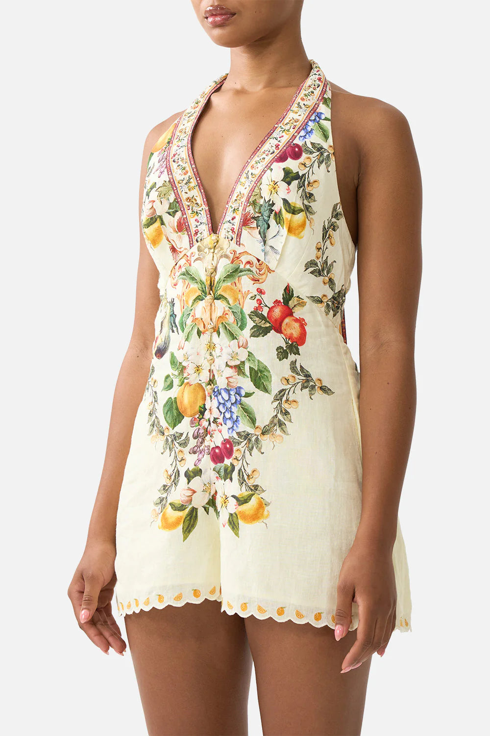 BUTTON FRONT HALTER PLAYSUIT