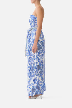 FRONT PLEAT STRAPLESS JUMPSUIT