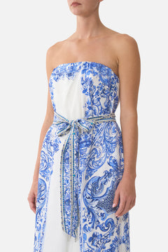 FRONT PLEAT STRAPLESS JUMPSUIT