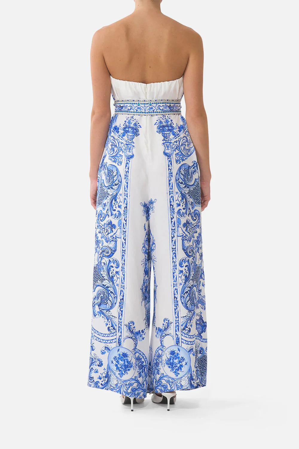 FRONT PLEAT STRAPLESS JUMPSUIT