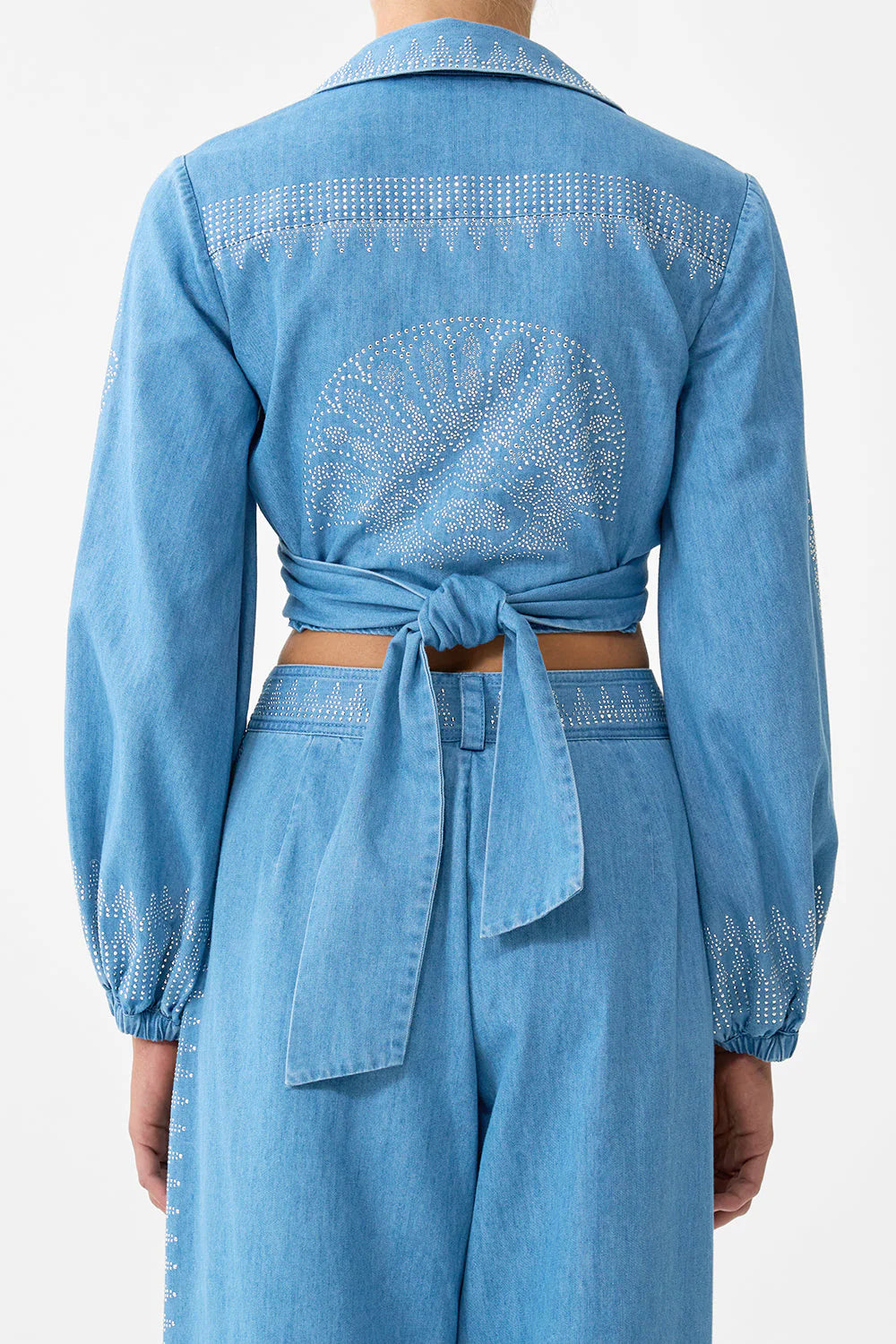 CROPPED WRAP SHIRT DENIM