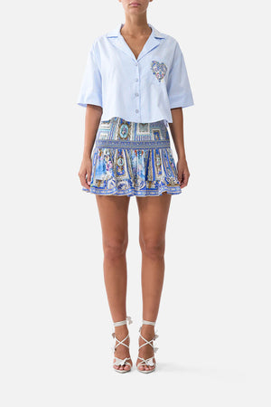 SHORT SHIRRED SKIRT